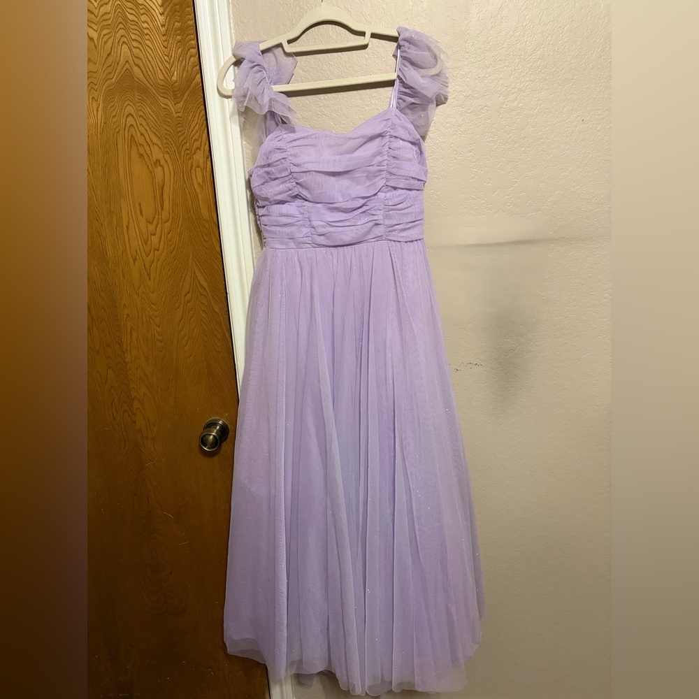 Purple sparkle prom formal maxi dress